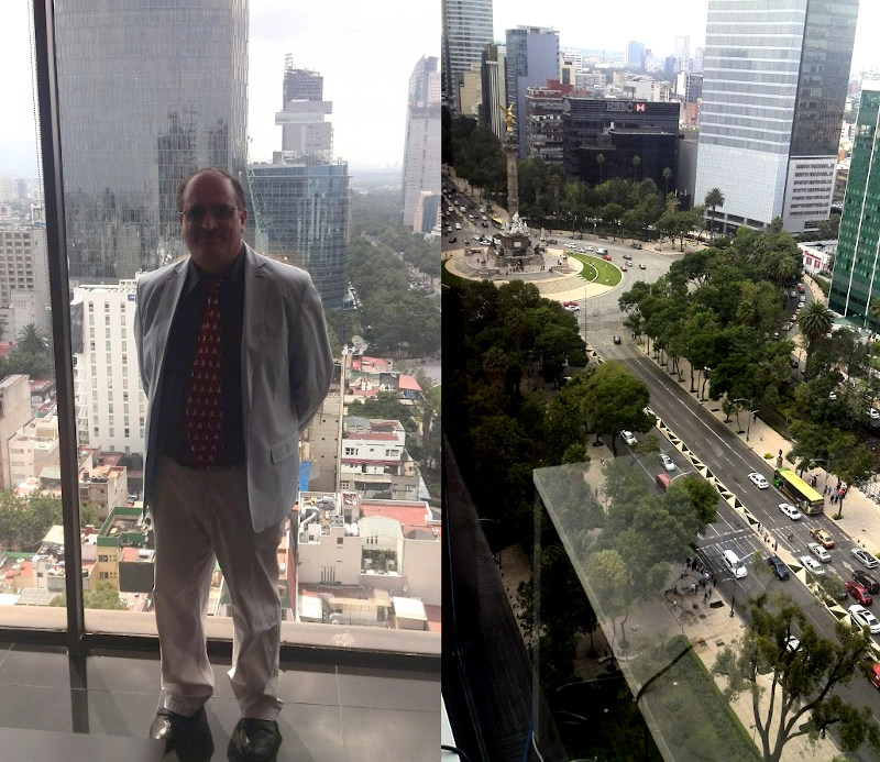 Two views from the office in Mexico City, on Paseo de la Reforma near the Angel of Indipence